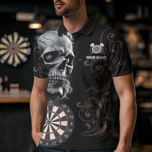 Load image into Gallery viewer, Personalized Grey Skull Dragon Polo &amp; Quarter-Zip Dart Shirts For Men, Custom Dart Jerseys NYN0012
