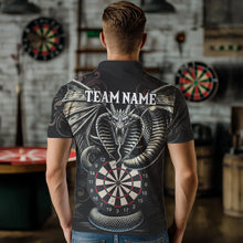 Load image into Gallery viewer, Personalized Grey Skull Dragon Polo &amp; Quarter-Zip Dart Shirts For Men, Custom Dart Jerseys NYN0012