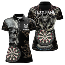 Load image into Gallery viewer, Personalized Grey Skull Dragon Polo &amp; Quarter-Zip Dart Shirts For Women, Custom Dart Jerseys NYN0012