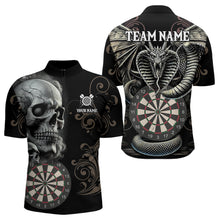 Load image into Gallery viewer, Personalized Grey Skull Dragon Polo &amp; Quarter-Zip Dart Shirts For Men, Custom Dart Jerseys NYN0012