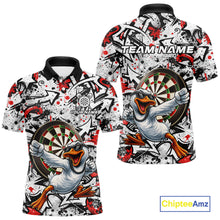 Load image into Gallery viewer, Personalized White &amp; Red Graffiti Darts Men Polo &amp; 1/4-Zip Dart Shirt Funny Duck Dart Team Jerseys NYN2901