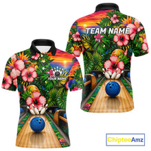 Load image into Gallery viewer, Monstera Men Bowling Polo Shirt Custom Summer Tropical Youth Bowling Shirts