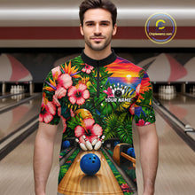 Load image into Gallery viewer, Monstera Pattern Funny Men Bowling Shirt Custom Summer Tropical Youth Bowling Shirts NYN3278