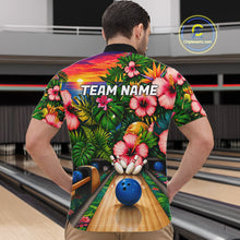 Load image into Gallery viewer, Monstera Pattern Funny Men Bowling Shirt Custom Summer Tropical Youth Bowling Shirts NYN3278