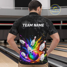 Load image into Gallery viewer, Rainbow Splatter Bowling Ball &amp; Pins Shirt For Men Custom Colorful Paint Bowling Team Outfits NYN3283