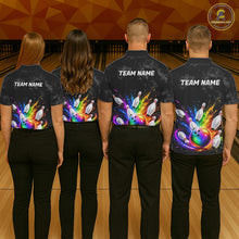 Load image into Gallery viewer, Rainbow Splatter Bowling Ball &amp; Pins Shirt For Men Custom Colorful Paint Bowling Team Outfits NYN3283