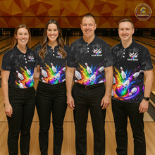 Load image into Gallery viewer, Rainbow Splatter Bowling Ball &amp; Pins Shirt For Men Custom Colorful Paint Bowling Team Outfits NYN3283