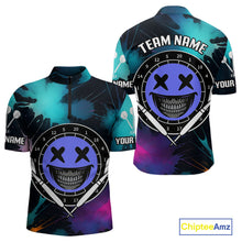 Load image into Gallery viewer, Smile Face Dartboard Custom Funny Colorful Men's Dart 1/4-Zip Shirts, Dart Team Jerseys NYN0790