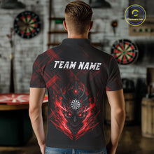 Load image into Gallery viewer, Red Skull Lightning Thunder Grunge Dartboard Custom Men Polo Darts Shirt Dart Gifts NYN2013