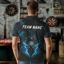 Load image into Gallery viewer, Blue Skull Lightning Thunder Grunge Dartboard Custom Men Polo Darts Shirt Dart Gifts NYN2014