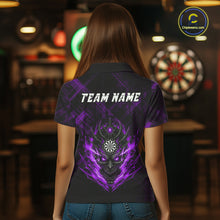Load image into Gallery viewer, Purple Skull Lightning Thunder Grunge Dartboard Custom Women Polo Darts Shirt Dart Gifts NYN2015