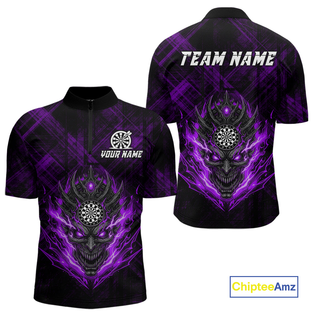 Black And Purple Multi Cobra Grunge Dartboard Custom Men Quarter-Zip Darts Shirt Dart Gifts NYN2019