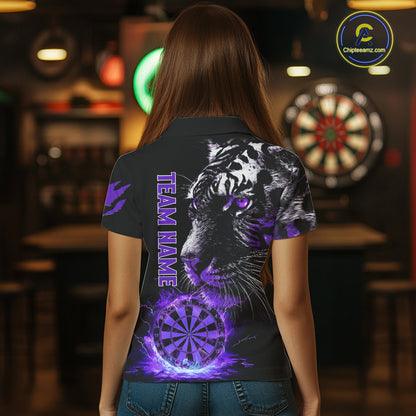 Purple Horror Tiger Fire Flame Dartboard Custom Women Darts Polo League Shirts Dart Jerseys NYN2247