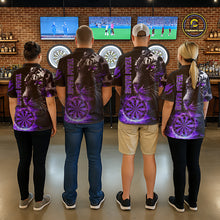 Load image into Gallery viewer, Purple Horror Tiger Fire Flame Dartboard Custom Women Darts Polo League Shirts Dart Jerseys NYN2247