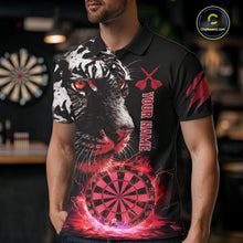 Load image into Gallery viewer, Red Horror Tiger Fire Flame Dartboard Custom Men Darts Polo League Shirts Dart Jerseys NYN2248