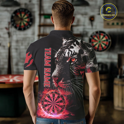 Red Horror Tiger Fire Flame Dartboard Custom Men Darts Polo League Shirts Dart Jerseys NYN2248