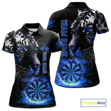 Load image into Gallery viewer, Blue Horror Tiger Fire Flame Dartboard Custom Women Darts Polo League Shirts Dart Jerseys NYN2249