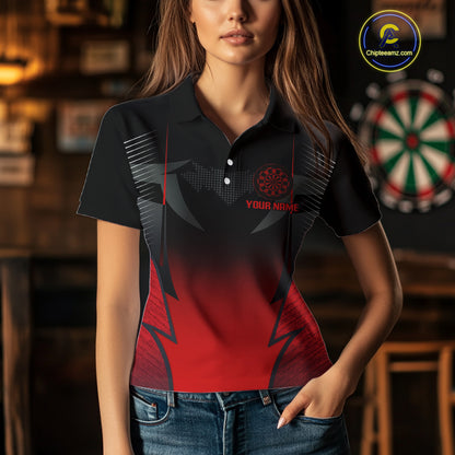 Custom Dart Team Shirt With Black Maroon Phoenix For Women - Personalized Name & Team NYN0333