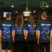 Load image into Gallery viewer, Custom Blue Flaming Dragon 8 Ball Billiard Polo Shirts For Women, Dragon Billiard Tournament Team Shirt NYN3290