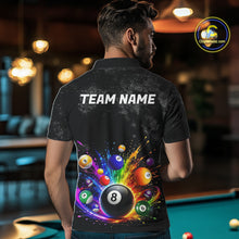 Load image into Gallery viewer, Personalized Rainbow Splatter 8 Ball Pool Polo Shirts For Men, Custom Grunge Billiard Team Apparel NYN3294