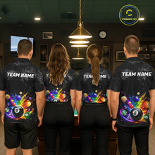 Load image into Gallery viewer, Personalized Rainbow Splatter 8 Ball Pool Polo Shirts For Men, Custom Grunge Billiard Team Apparel NYN3294