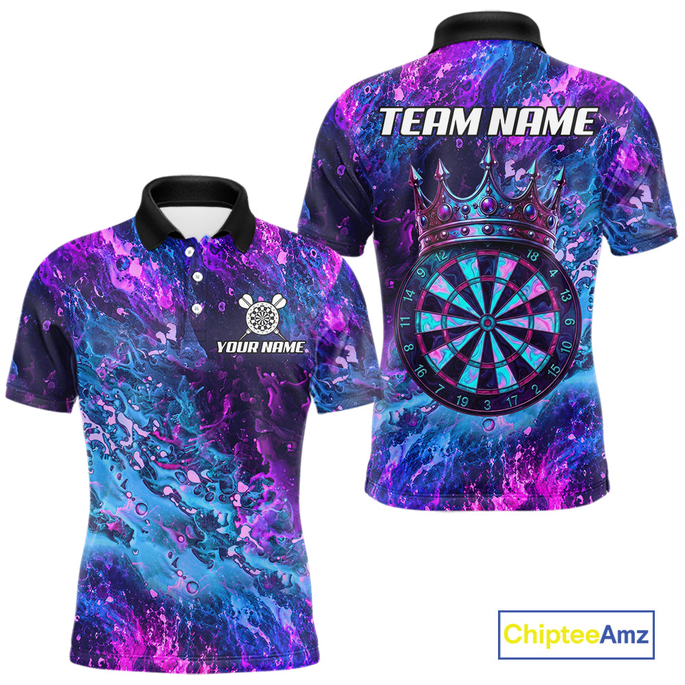 Splatter Blue And Purple Crown Dartboard Dart Shirts For Men Custom Dart Team Jersey NYN4189