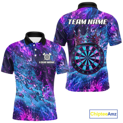 Splatter Blue And Purple Crown Dartboard Dart Shirts For Men Custom Dart Team Jersey NYN4189