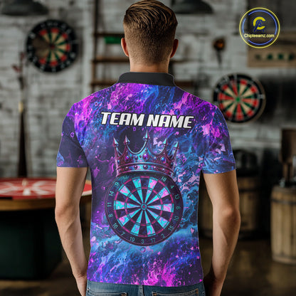 Splatter Blue And Purple Crown Dartboard Dart Shirts For Men Custom Dart Team Jersey NYN4189
