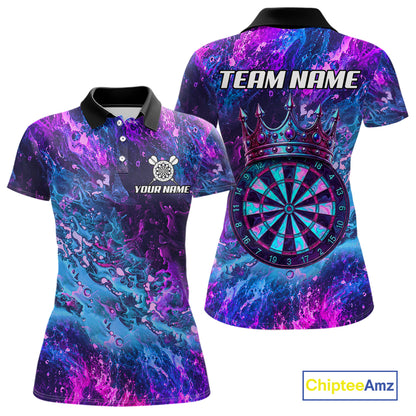Splatter Blue And Purple Crown Dartboard Dart Shirts For Women Custom Dart Team Jersey NYN4189