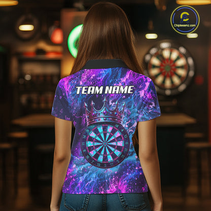 Splatter Blue And Purple Crown Dartboard Dart Shirts For Women Custom Dart Team Jersey NYN4189