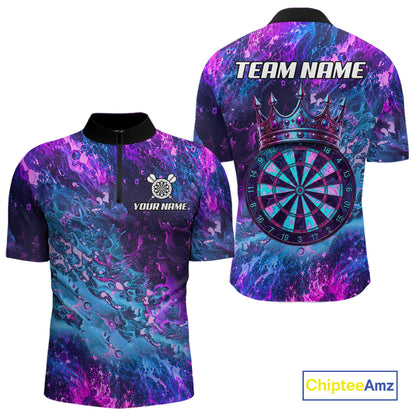 Splatter Blue And Purple Crown Dartboard Dart Shirts For Men Custom Dart Team Jersey NYN4189