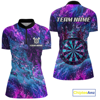 Splatter Blue And Purple Crown Dartboard Dart Shirts For Women Custom Dart Team Jersey NYN4189
