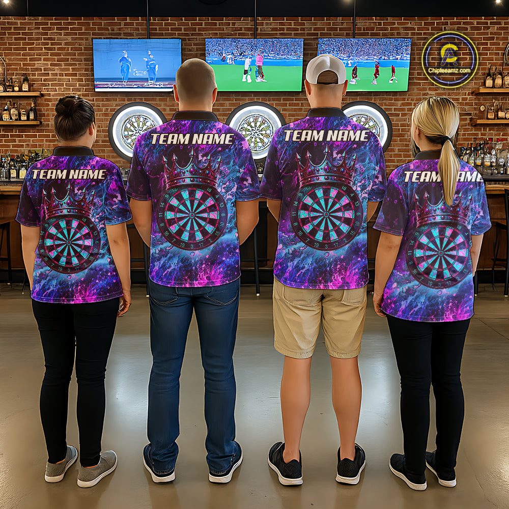 Splatter Blue And Purple Crown Dartboard Dart Shirts For Men Custom Dart Team Jersey NYN4189
