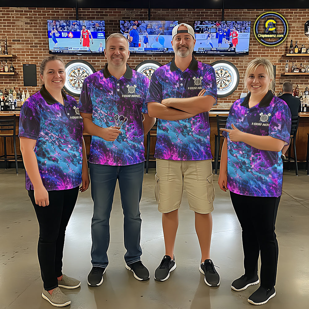 Splatter Blue And Purple Crown Dartboard Dart Shirts For Men Custom Dart Team Jersey NYN4189