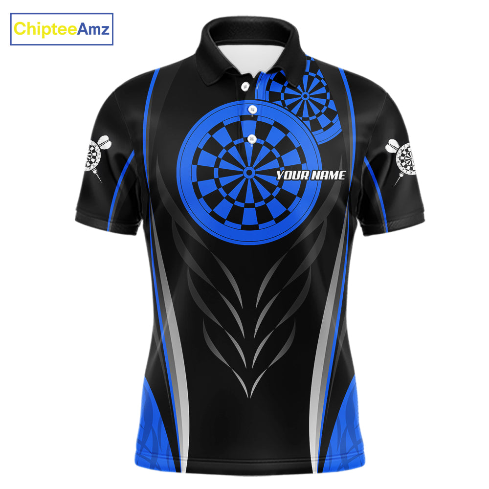 Black And Blue Dartboard Custom Dart Shirt Polo 1/4-Zip For Men Personalized Dart Team Attire NYN4191