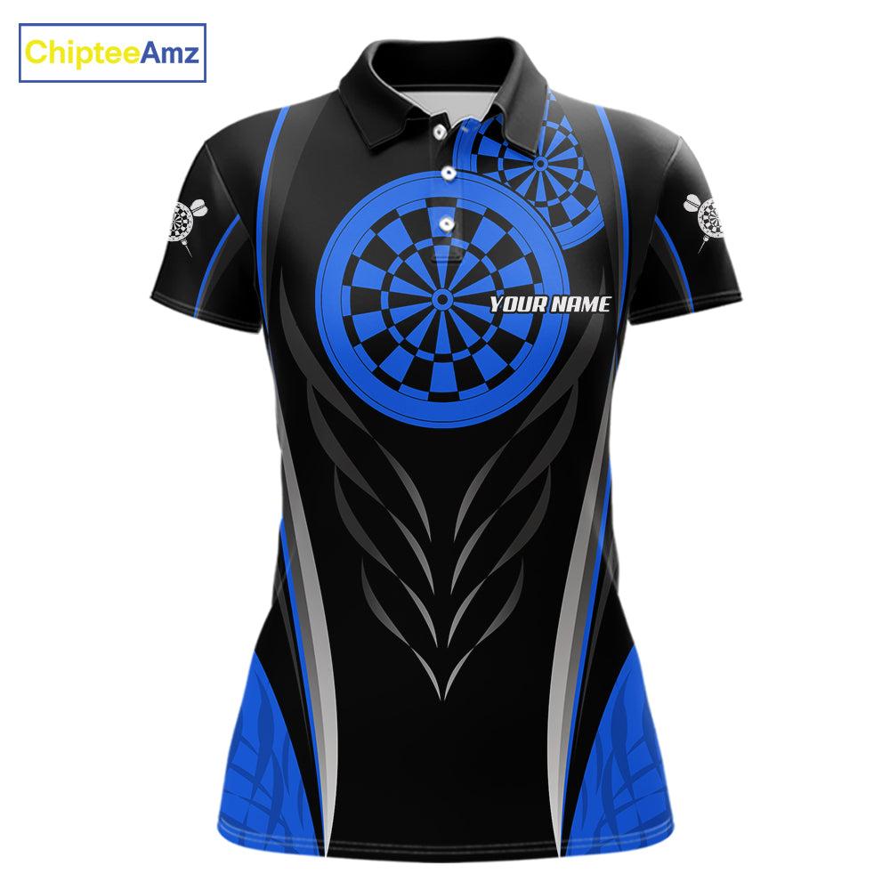Black And Blue Dartboard Custom Dart Shirt Polo 1/4-Zip For Women Personalized Dart Team Attire NYN4191