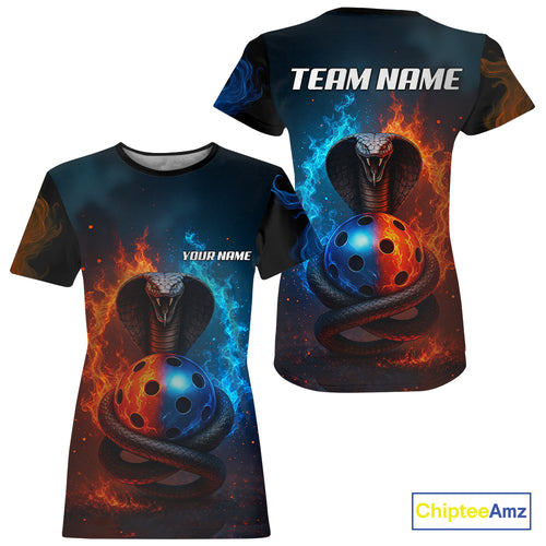 Custom Red And Blue Cobra Pickleball Ball T-Shirt For Women Outfits Pickleball Jersey NYN1494
