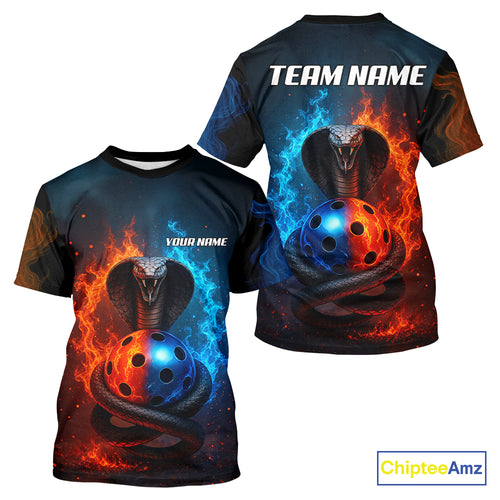 Custom Red And Blue Cobra Pickleball Ball T-Shirt For Men Outfits Pickleball Jersey NYN1494