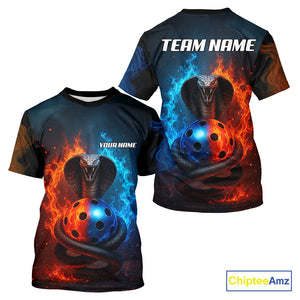 Custom Red And Blue Cobra Pickleball Ball T-Shirt For Men Outfits Pickleball Jersey NYN1494