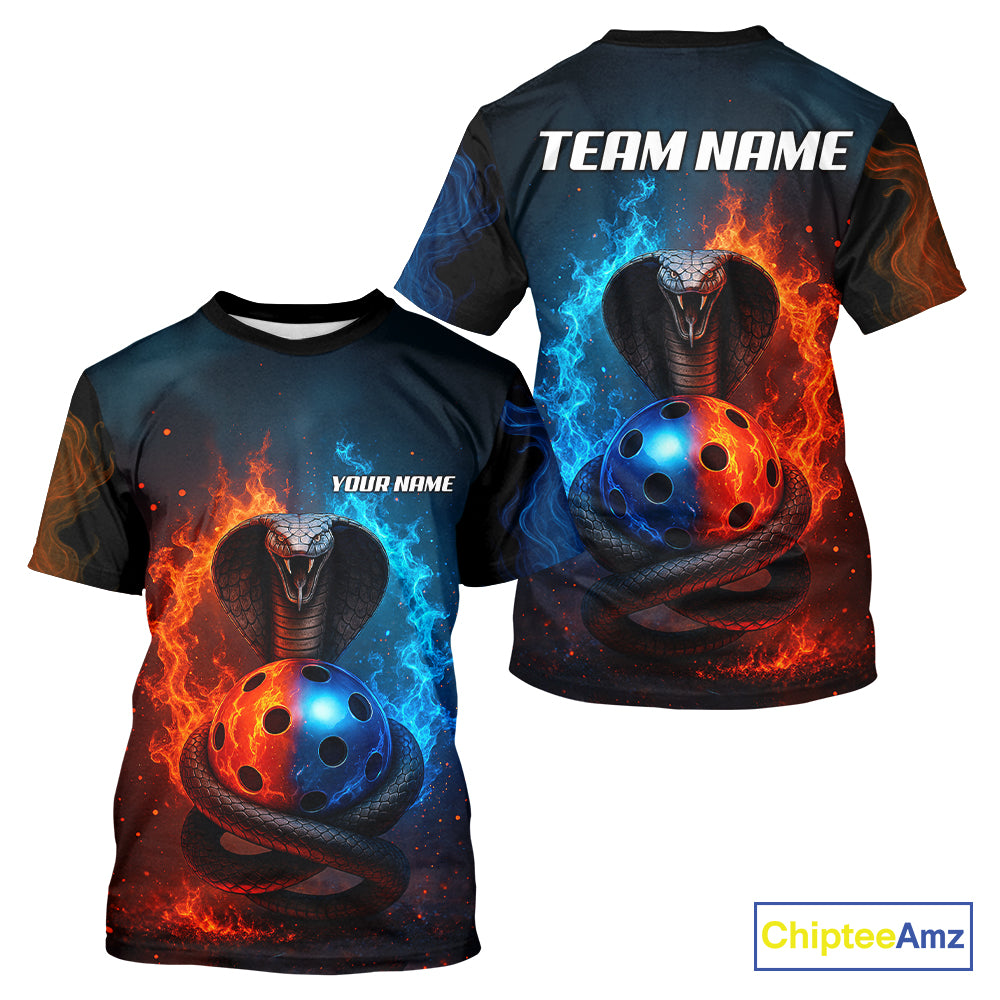 Custom Red And Blue Cobra Pickleball Ball T-Shirt For Men Outfits Pickleball Jersey NYN1494