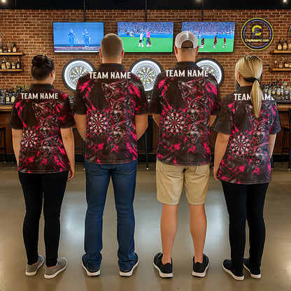 Personalized Pink Splatter Wolf Darts Polo 1/4-Zip Shirt For Women Custom Angry Wolf Darts Team Jersey NYN4605