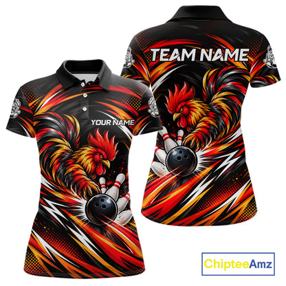 Personalized Angry Rooster Bowling Shirt For Women Custom Fire Rooster Youth Bowling Team Jerseys NYN4946