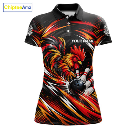 Personalized Angry Rooster Bowling Shirt For Women Custom Fire Rooster Youth Bowling Team Jerseys NYN4946