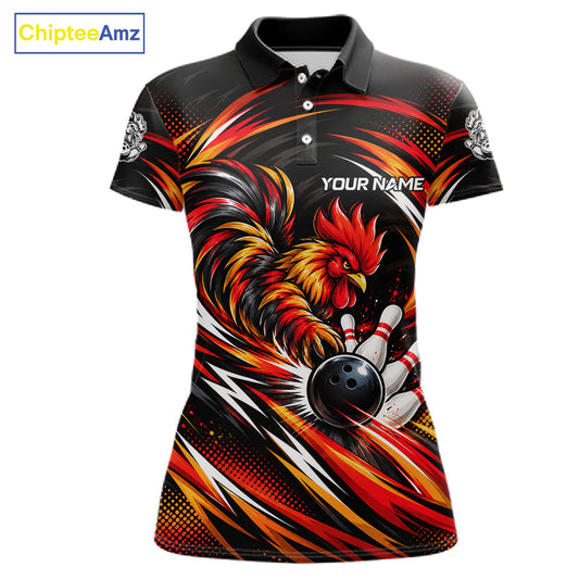 Personalized Angry Rooster Bowling Shirt For Women Custom Fire Rooster Youth Bowling Team Jerseys NYN4946