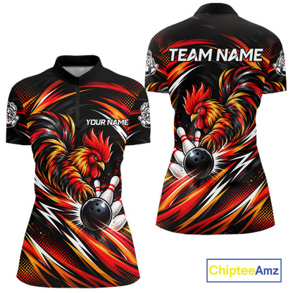Personalized Angry Rooster Bowling Shirt For Women Custom Fire Rooster Youth Bowling Team Jerseys NYN4946