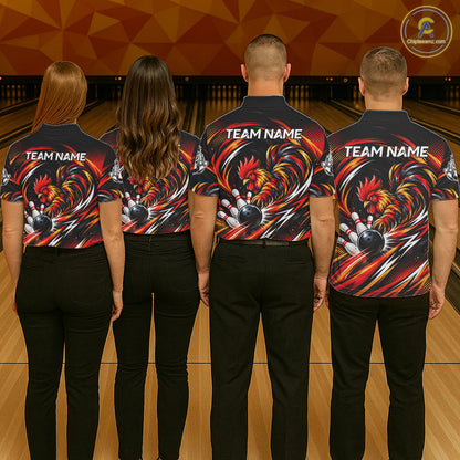 Personalized Angry Rooster Bowling Shirt For Women Custom Fire Rooster Youth Bowling Team Jerseys NYN4946