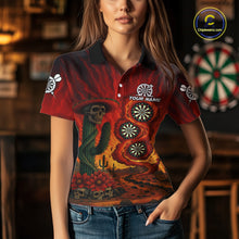 Load image into Gallery viewer, Custom Cactus Sombrero Skull Smoke Flames Dartboard Women Polo Dart Shirt Dart Gifts NYN2030