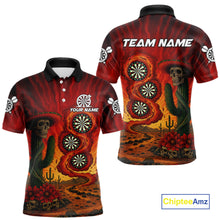 Load image into Gallery viewer, Custom Cactus Sombrero Skull Smoke Flames Dartboard Men Polo Dart Shirt Dart Gifts NYN2030