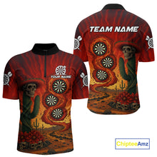Load image into Gallery viewer, Custom Cactus Sombrero Skull Smoke Flames Dartboard Men Quarter-Zip  Dart Shirt Dart Gifts NYN2030