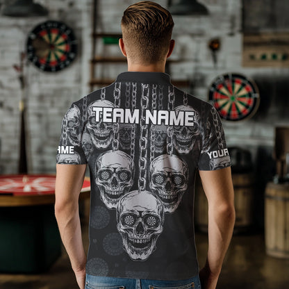 Custom Grey Skulls Dartboards Dart Shirts For Men, Dart Team Jerseys NYN0019